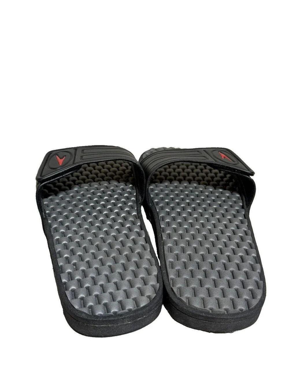 Speedo Mens Slide Sandals USA 13-14 XL Black Gray Adjustable Pool Shower Beach
